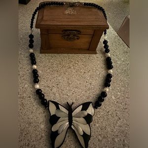 Black and White Enamel Butterfly